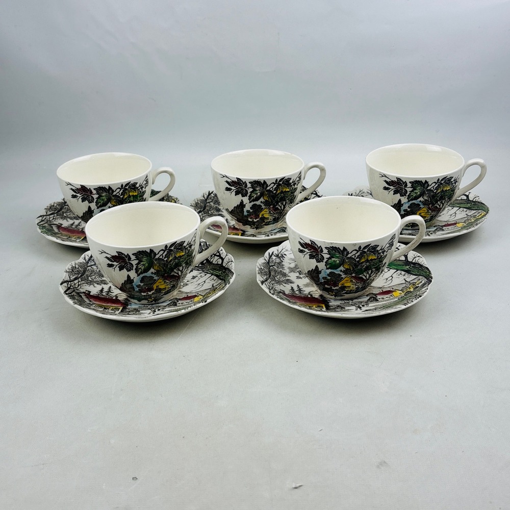 J&G Meakin Welcome Home Cup & Saucer Set of 5‎ England English Staffordshire